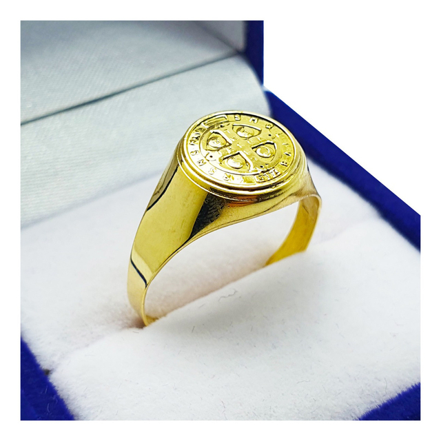Sello Oro 18k Anillo San Benito Protector Italiano 4.4Grs