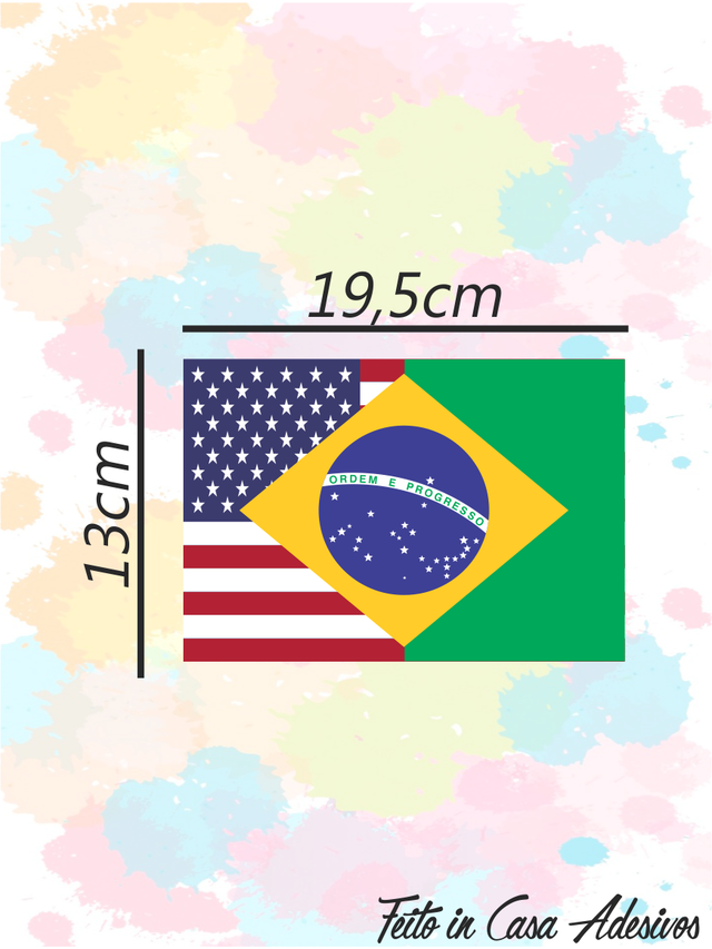 Adesivo Bandeira Brasil Estados Unidos 19,5cm