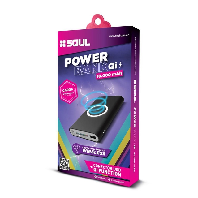 POWER BANK Y CARGADOR INALAMBRICO Qi SOUL 10.000 mAh