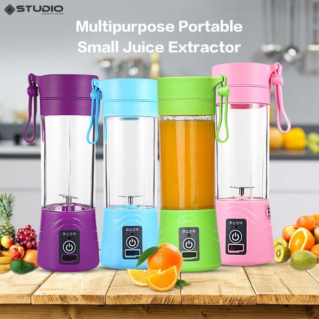  Licuadora USB recargable, mini vaso de jugo, licuadora portátil  ligera para batidos y licuados, taza de jugo de viaje con 6 cuchillas de  acero inoxidable para deportes, viajes y exteriores 