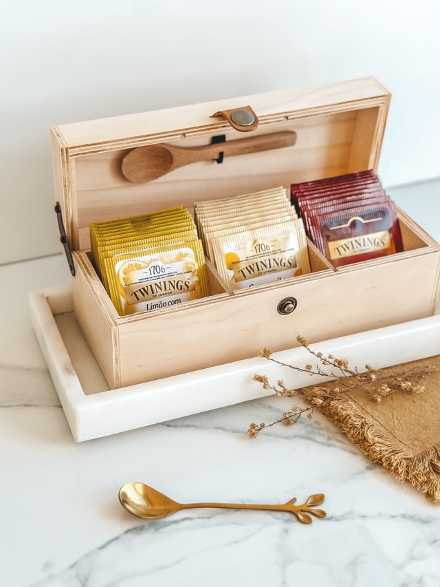 Caja para guardar bolsitas de té para regalo personalizado