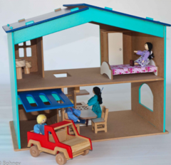Casa com Garagem-telhado azul