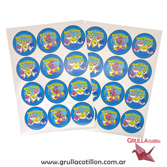 STICKERS BABY SHARK x24 Comprar en GRULLA COTILLÓN