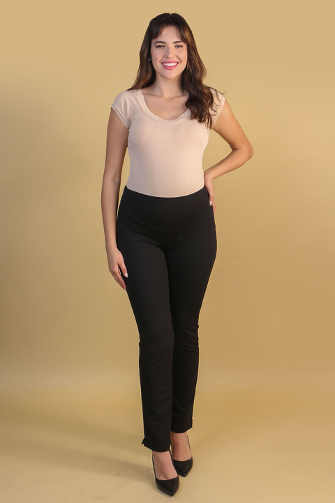 Calça gestante crepe scuba skinny preta