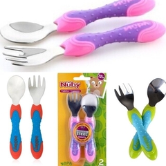 Nuby Set de cuchara y tenedor metalicos