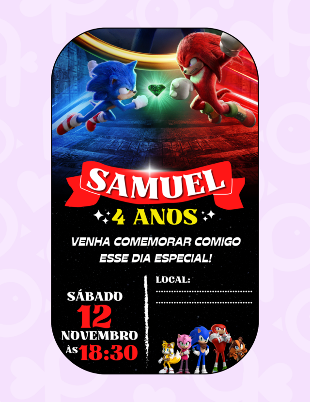 Convite Sonic convites