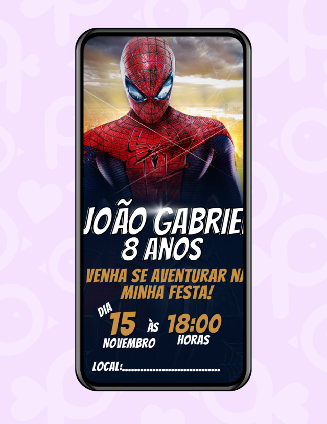 Convite Homem Aranha Digital Online Virtual Festa Whatsapp