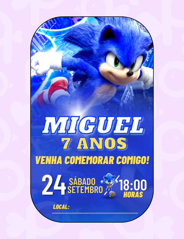 Convite Digital Aniversário Sonic