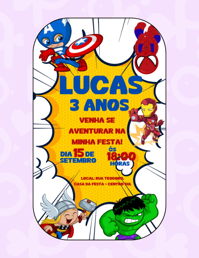 Convite DIGITAL - Vingadores II - Comprar em Papareti