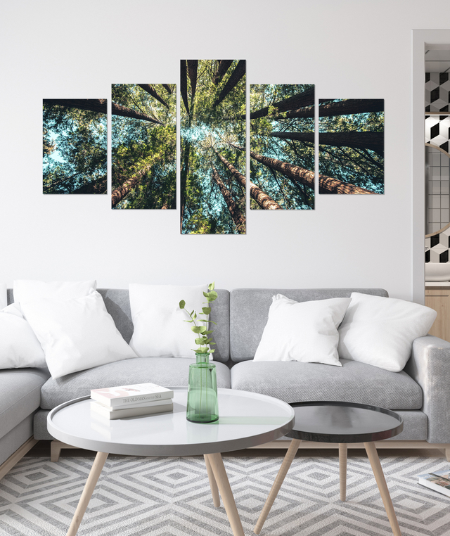 Quadro Decorativo Mosaico 5 Peças Água E Fogo - EXCELÊNCIA-QUADROS