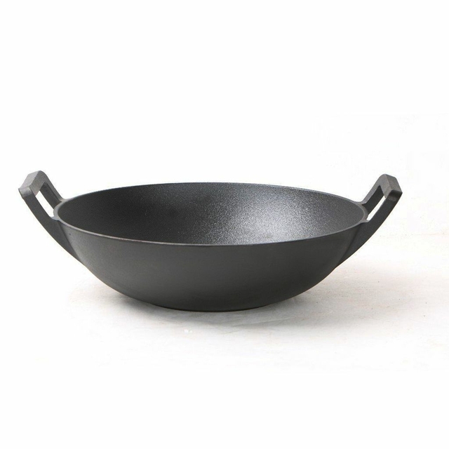 Olla de hierro fundido Sin Recubrimiento y antiadherente, cazuela wok, olla  de cocina, sartén de hierro fundido, utensilios de cocina, sartén wok -  AliExpress