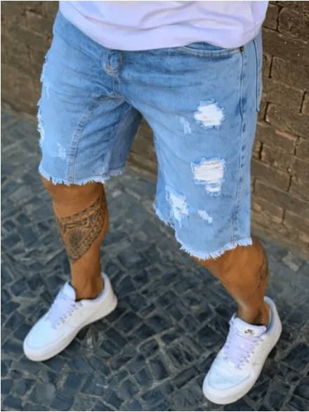 Bermuda Jeans Masculina Rasgada Destroyed