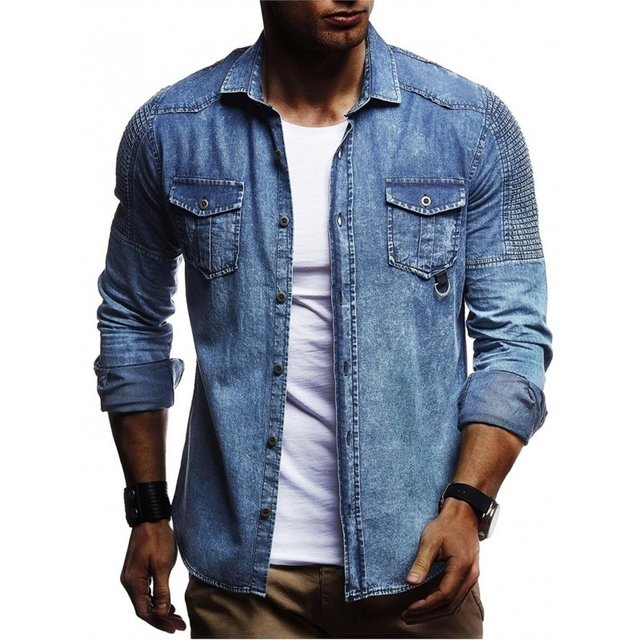 Camisa Jeans Masculina Slim