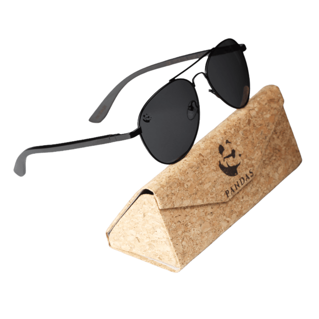 Lentes Gafas de Sol Negros Oscuros Aviador de Madera Polarizados UV400