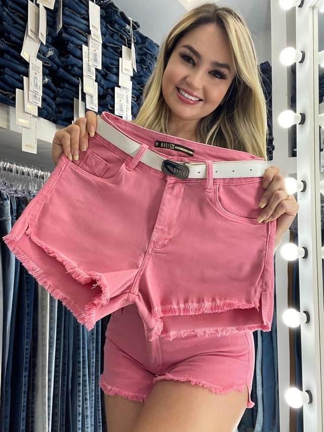 Short Jeans Feminino Colors Collection - Rosa