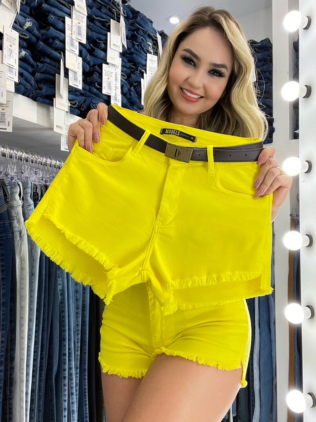 Short Jeans Feminino Colors - Amarelo