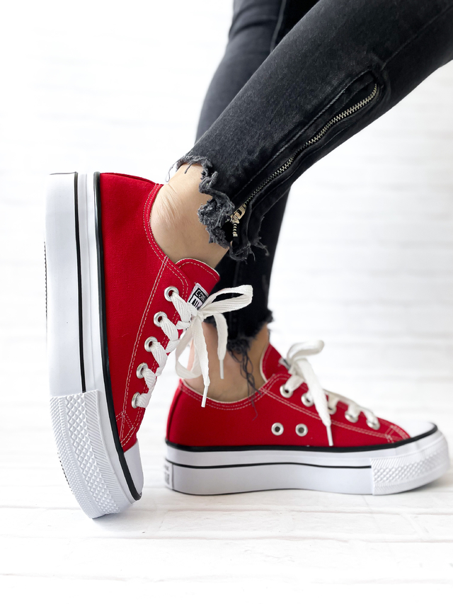 Converse rojos plataforma top