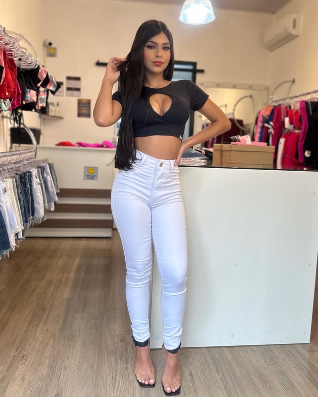 Calça jeans branca com cheap lycra