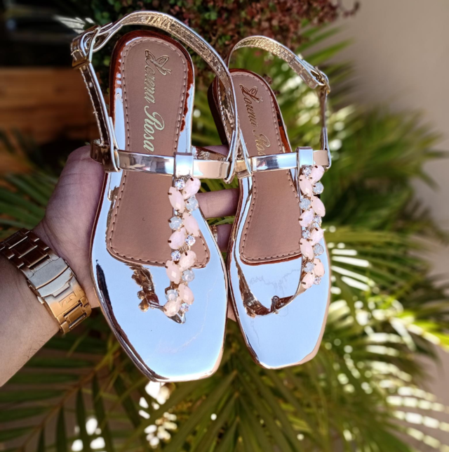 Rasteirinha dourada cheap com pedras