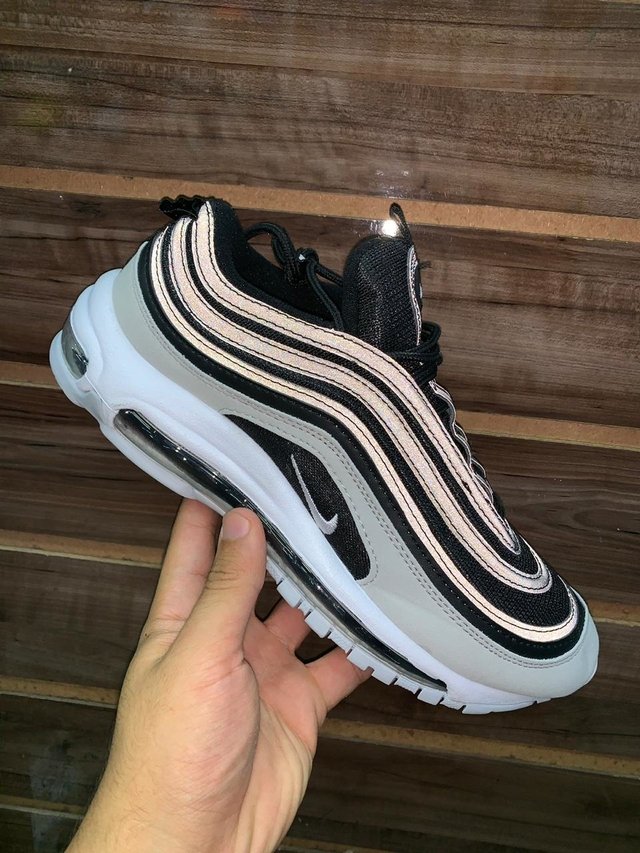 NK Air Max 97 Preto Branco Branco Refletivo