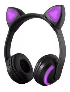 Fone Headphone Bluetooth Orelhas Gatinho Led Colorida Bass