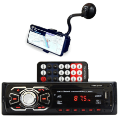 Kit Auto Radio Bluetooth Mp3 Carro Suporte Veicular Celular