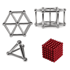 Kit Piramide Magnetica 27 Esferas 8mm + Neocube 5mm Vermelho