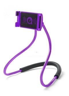 Kit 2 Suportes Celular Articulado Pescoco Selfie Cama Mesa Roxo