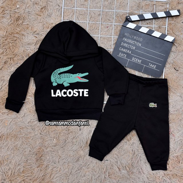 Conjunto Moletom Lacoste Preto - Tam Tam Moda Infantil