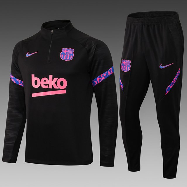 Conjunto Barcelona Preto/Rosa - Treino - 2021/22