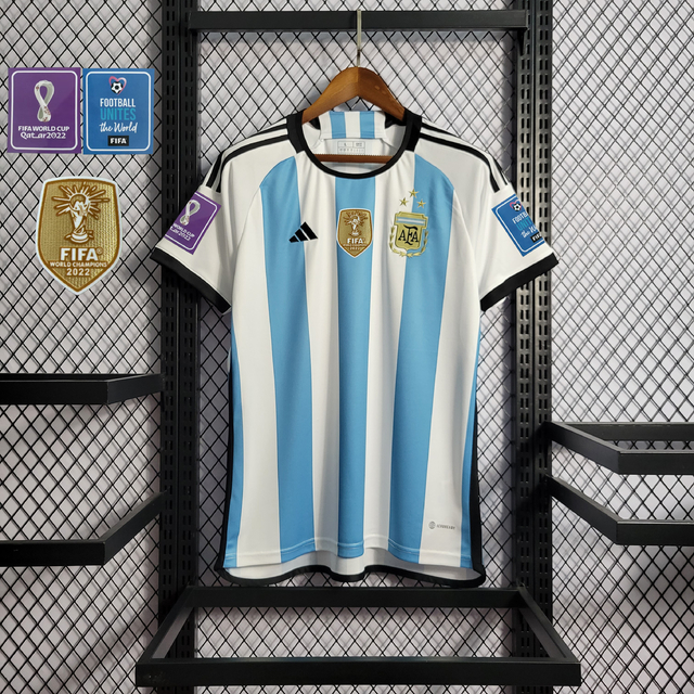 Camisa Argentina I 2022 Torcedor (3 estrelas) - Azul - Campeã Copa do