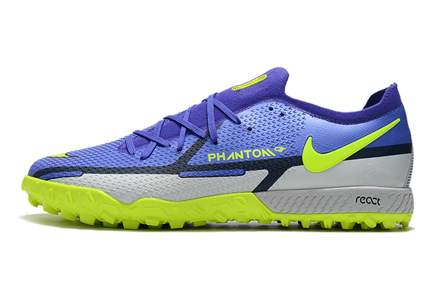 Chuteira Society Nike Phantom GT Pro Azul Cinza e Verde