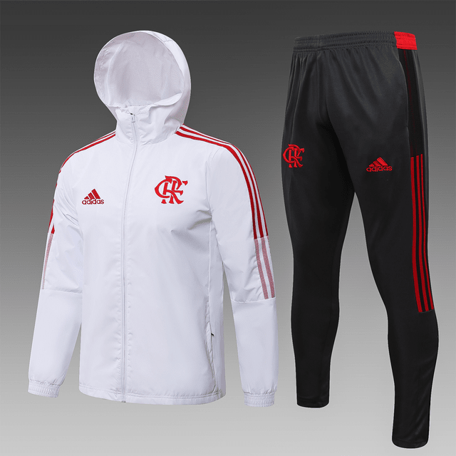 Conjunto Corta Vento Flamengo branco - 2021/22