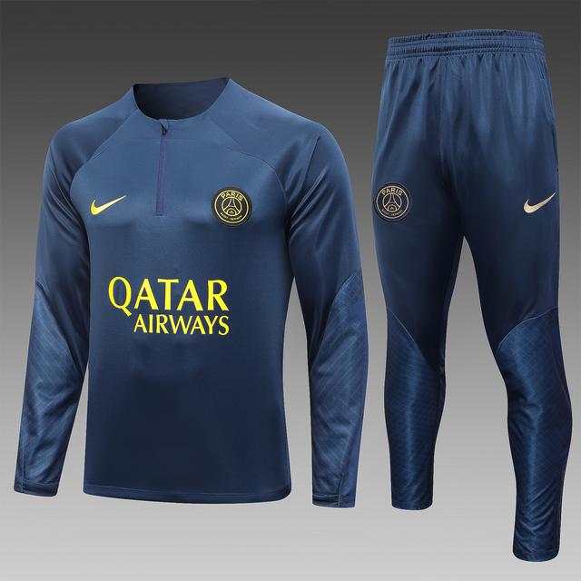 Conjunto de Treino Paris Saint Germain Azul Marinho e Amarelo 2023 24