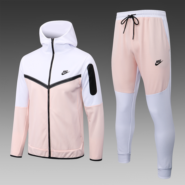 Conjunto de Moletom Nike Sportswear Tech Fleece Branco e Rosa
