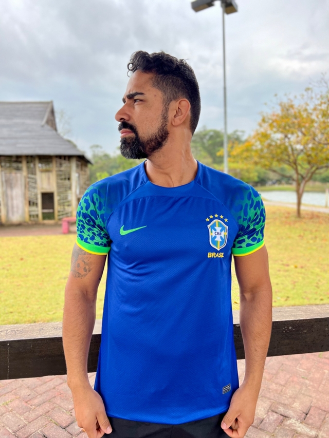 Camiseta Nike Brasil II 2022/23 Masculina Manga Garra [Azul]