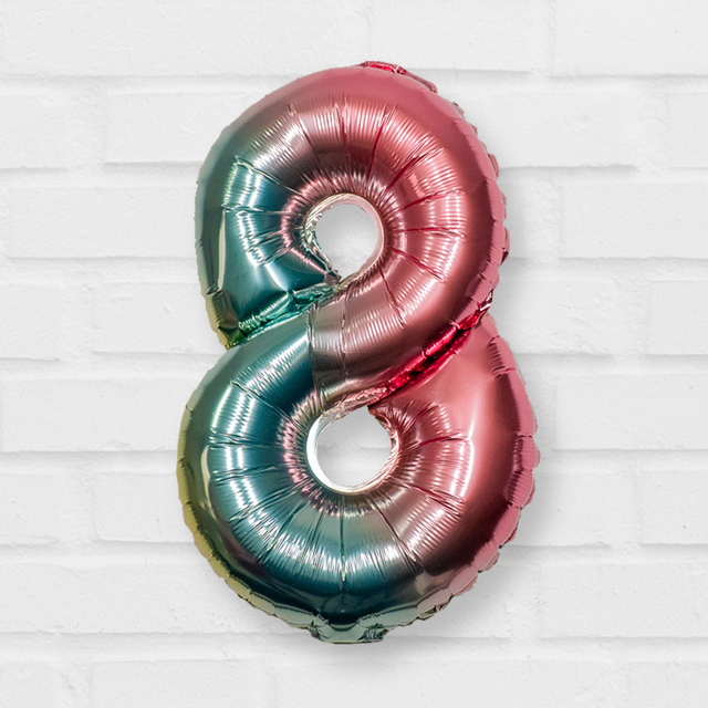 Balão Número Metalizado Pequeno ( 40cm ) Degrade Colorido