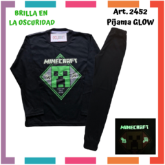 Pijama MINECRAFT estampa GLOW que BRILLA en la oscuridad 100% algodón peinado premium en internet