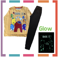 Pijama AMONG US estampa GLOW que BRILLA en la oscuridad 100% algodón peinado premium - comprar online