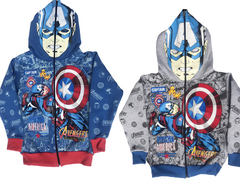 Campera Doble Frisa Capucha con Máscara y Bolsillos. Estampas Super Heroes. T4 AL 12.