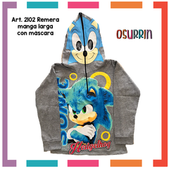 Remera de algodón con máscara y estampa de SONIC. T4 al 14. - comprar online