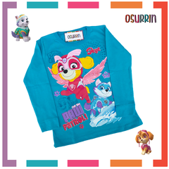 Remera algodón manga larga estampa clásica de personajes: Skye - Everest - Paw Patrol - Patrulla Canina - comprar online