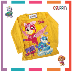 Remera algodón manga larga estampa clásica de personajes: Skye - Everest - Paw Patrol - Patrulla Canina - OSURRIN