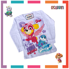 Remera algodón manga larga estampa clásica de personajes: Skye - Everest - Paw Patrol - Patrulla Canina - tienda online