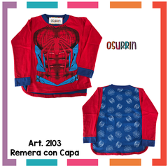 Remeras de algodón con CAPA estampa PERSONAJES. T4 al 12. - OSURRIN