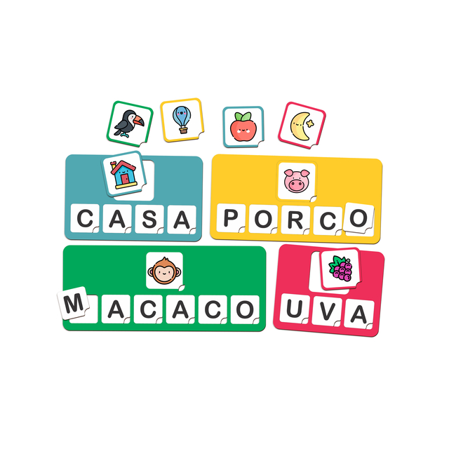 Juntando Sílabas Jogo Educativo para Alfabetização em Madeira