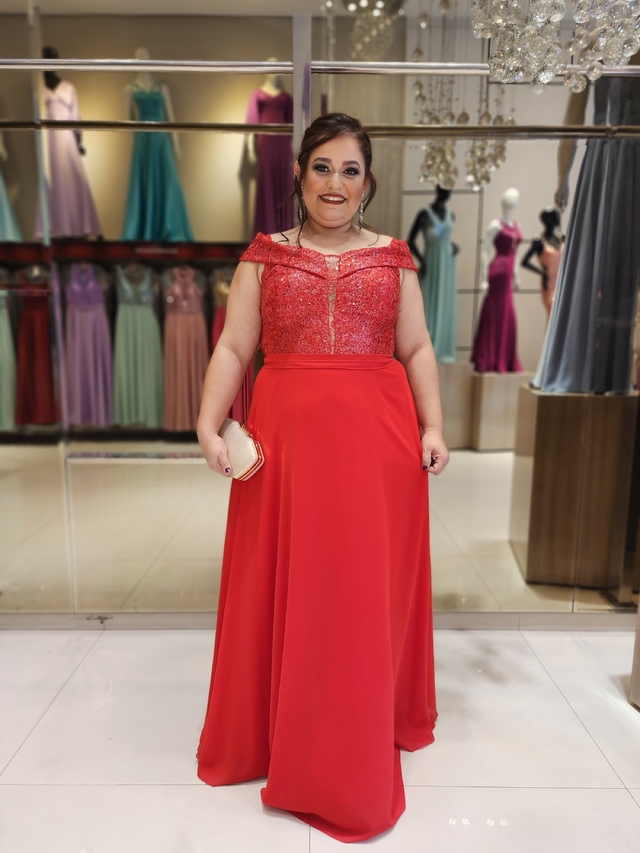 Vestido De Festa Raquel Vermelho Plus Size