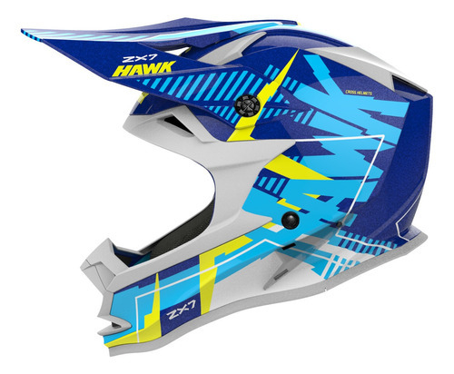 CASCO HAWK ZX7 CROSS AZUL CLARO FRASER MOTOS