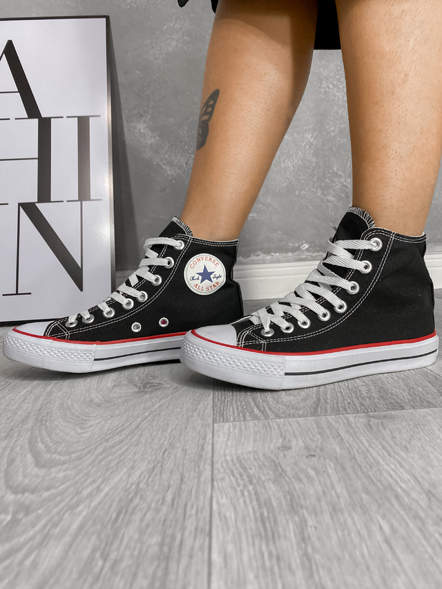 All star preto cano alto plataforma original