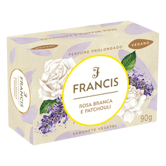 Sabonete Barra Vegetal Rosa Branca e Patchouli Francis Caixa 90g